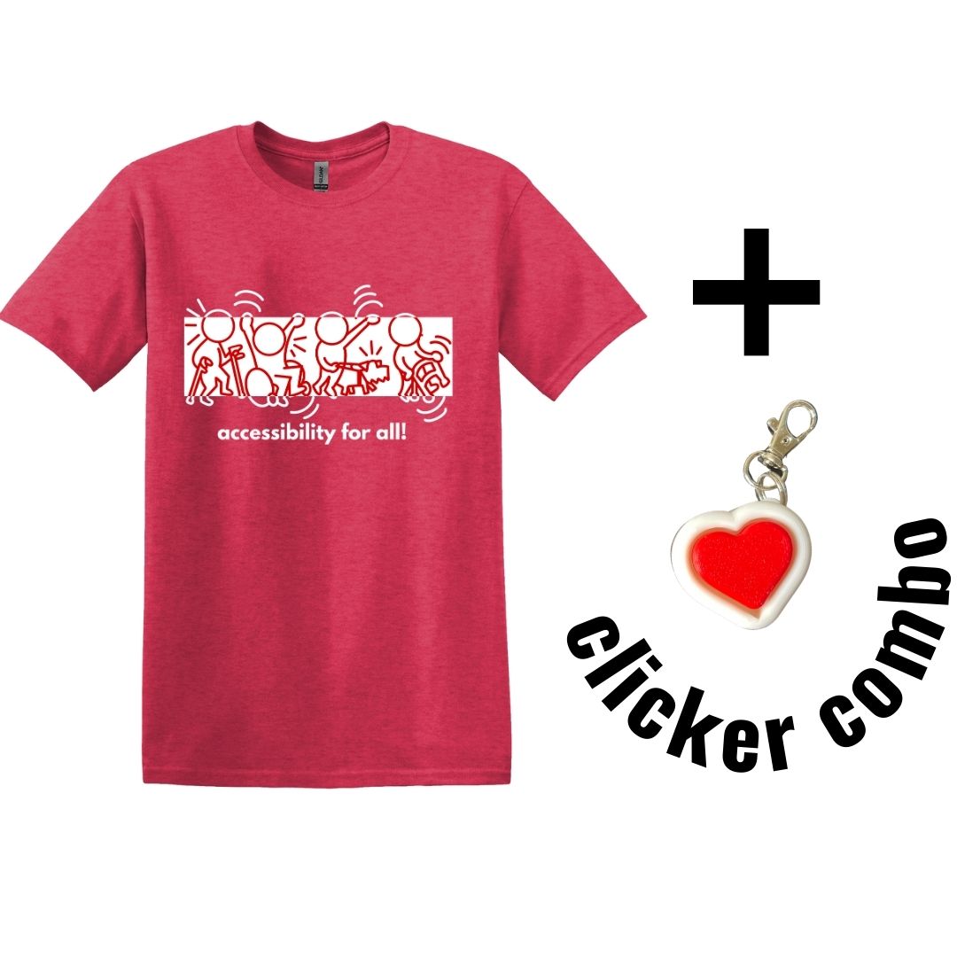 Bundle - T-shirt Accessible for All + Heart Clicker Fidget Toy - Red Shirt Day