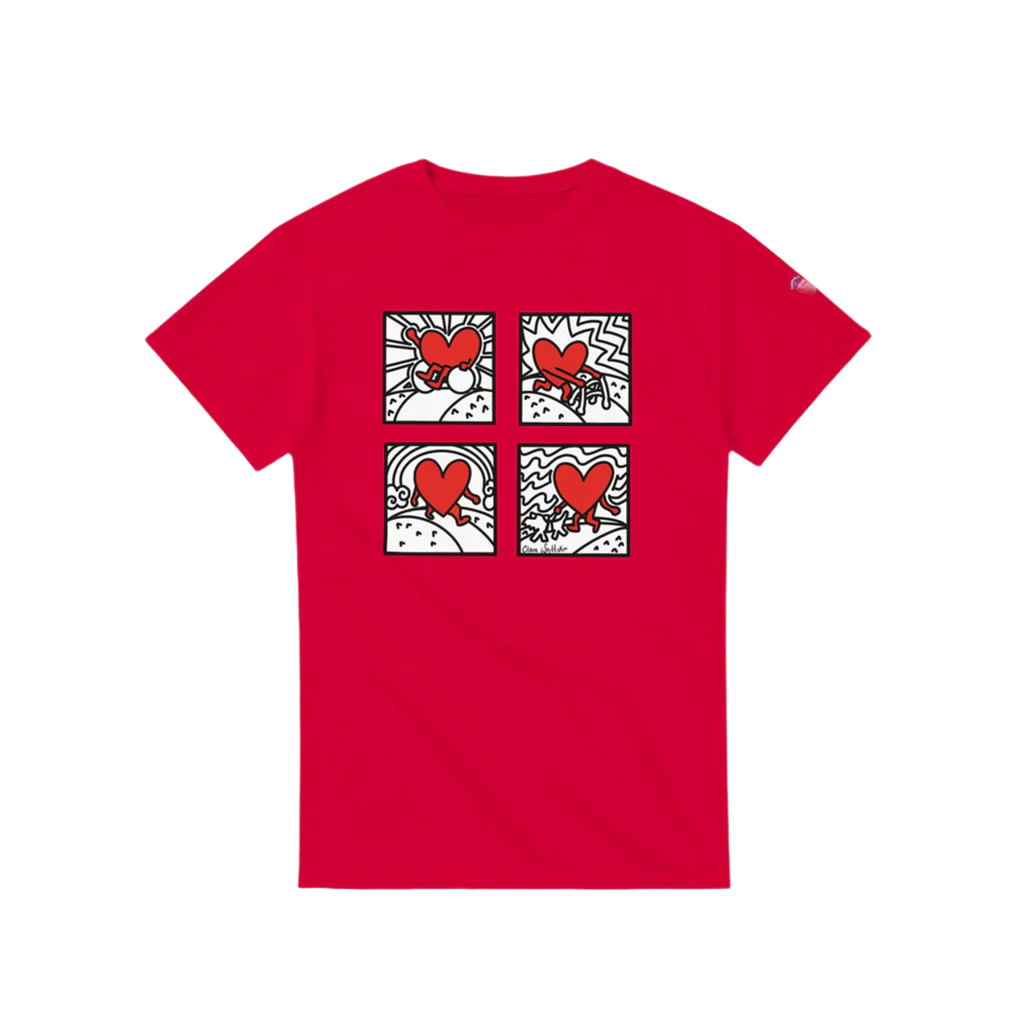 Red Love T-shirt - graphic images represents visible and invisible disabilities.