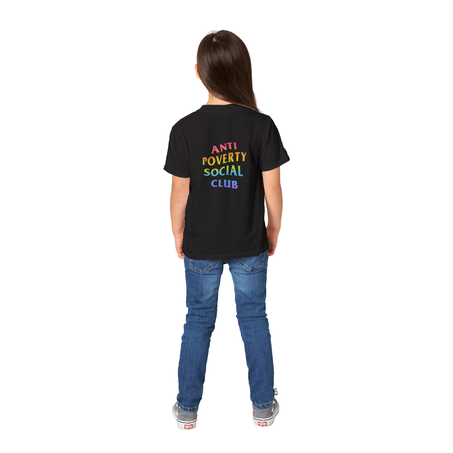 youth ANTI POVERTY SOCIAL CLUB rainbow kids T-shirt - GoodOnU.ca