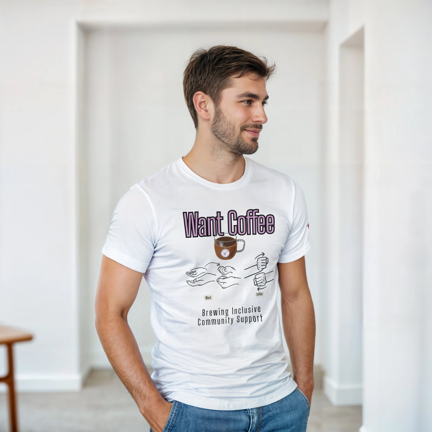 Want Coffee ASL - Eleana's Newmarket FoodBank Fundraiser Tee