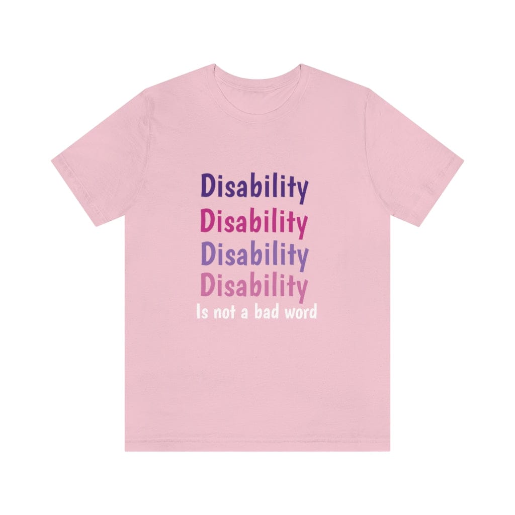 Purple Disability Is not a bad word Unisex Short Sleeve Tee - GoodOnU.ca