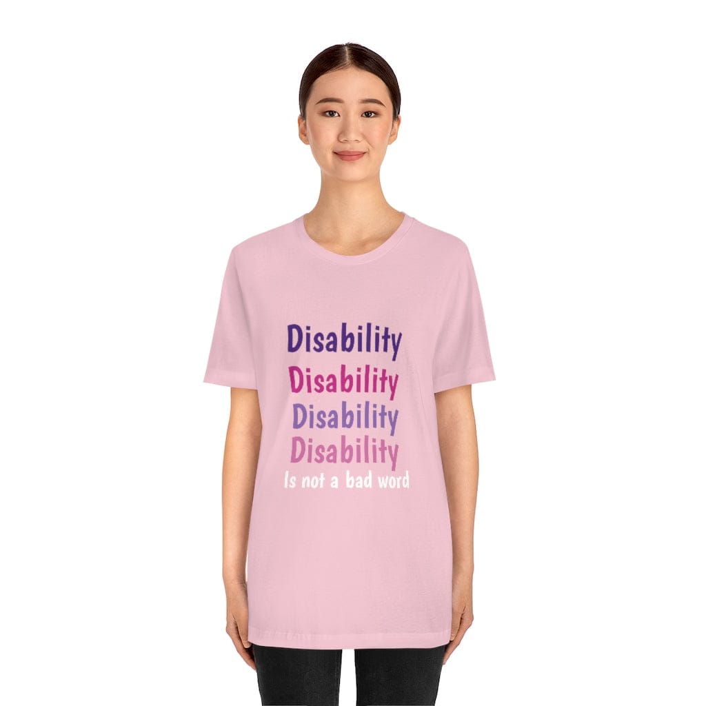 Purple Disability Is not a bad word Unisex Short Sleeve Tee - GoodOnU.ca