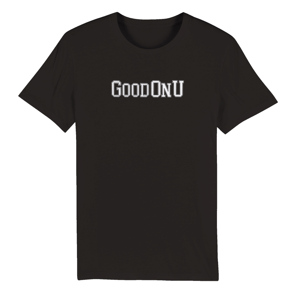 Soft cotton GoodOnU collegiate tee representing disability-led business and advocacy values