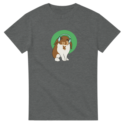 Sensory advocate tee featuring bunny in noise-cancelling headphones by Clara Whittaker, normalizing sensory accommodations

