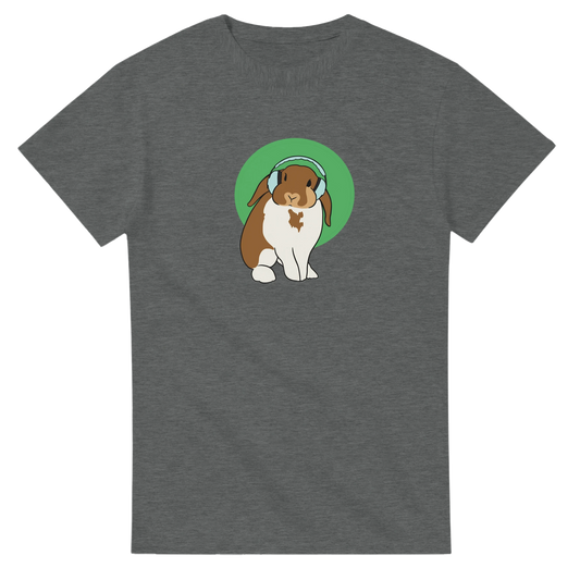 Sensory advocate tee featuring bunny in noise-cancelling headphones by Clara Whittaker, normalizing sensory accommodations

