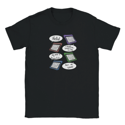My voice matters AAC t-shirt celebrating augmentative communication users and their right to be heard
