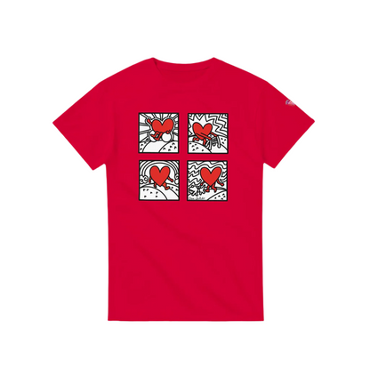 Red Love T-shirt - graphic images represents visible and invisible disabilities.
