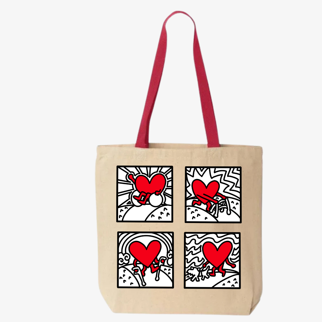 Red Love  - Classic Tote Bag - GoodOnU.ca  with Red Love heart design for Red Shirt Day  supporting accessibility and inclusion. 4 squares represent visible and invisible disabilities. 