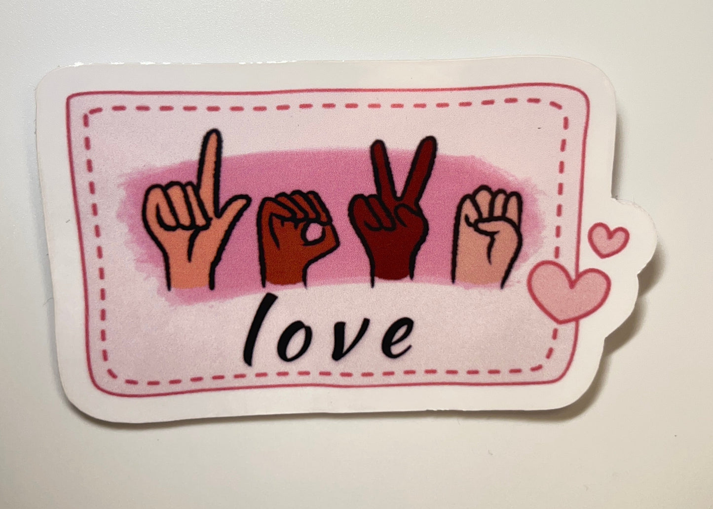 Love sign language ASL sticker waterproof decal celebrating Deaf culture