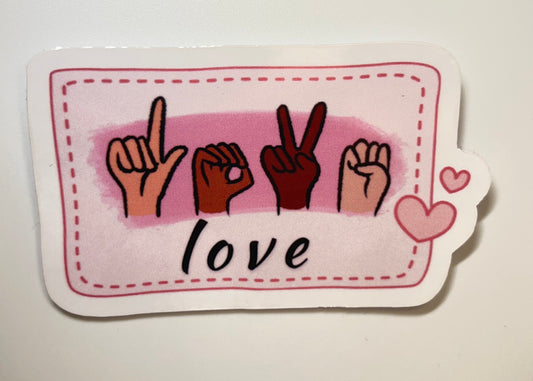 Love sign language ASL sticker waterproof decal celebrating Deaf culture