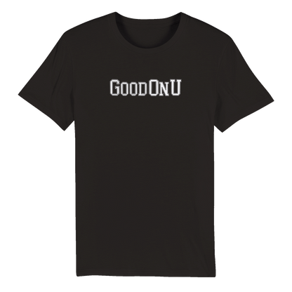 Soft cotton GoodOnU collegiate tee representing disability-led business and advocacy values
