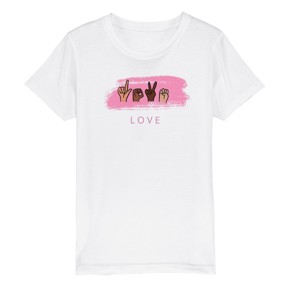 youth SIGN: love organic tee sizes 4 - 14 - GoodOnU.ca