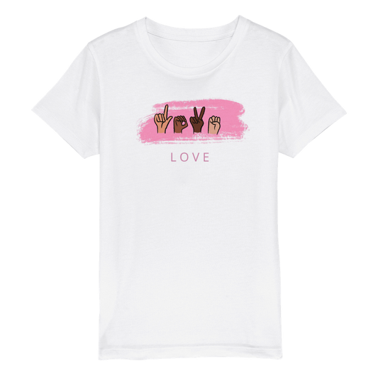 youth SIGN: love organic tee sizes 4 - 14 - GoodOnU.ca